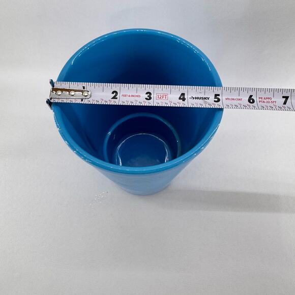 Van Krimpen Light Blue Ceramic Planter Vase Ribbed 6 1/2" Made in Germany' - Picture 7 of 7